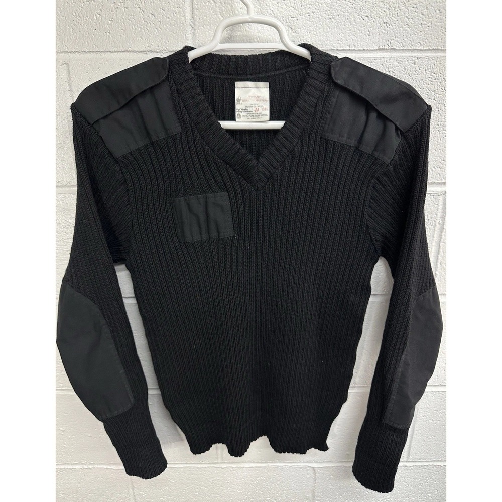 Vintage Brigade Quartermasters Woolly Pully Military Sweater Sz 44 Wool Black